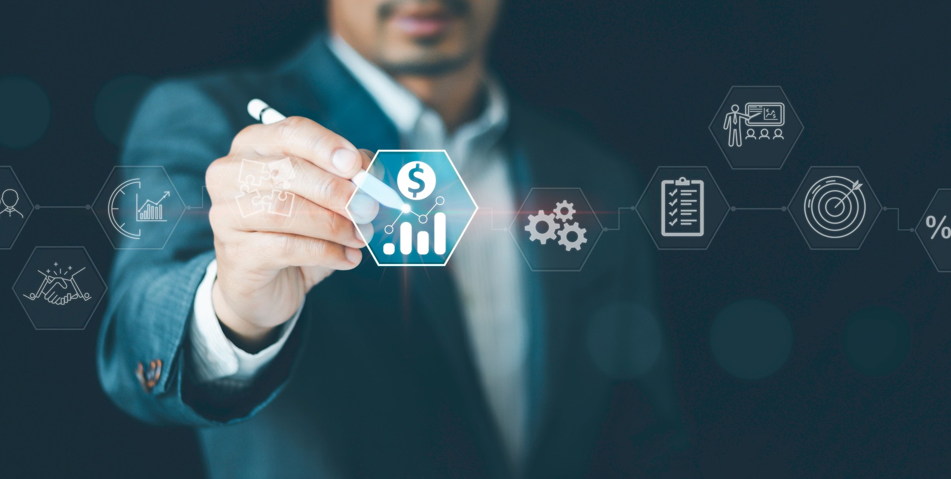 Manager or executive validating the company's income and expenses forecast. Corporate finance and strategic plan, annual budget, and financial planning